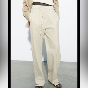 Zara Linen Blend Straight Pants